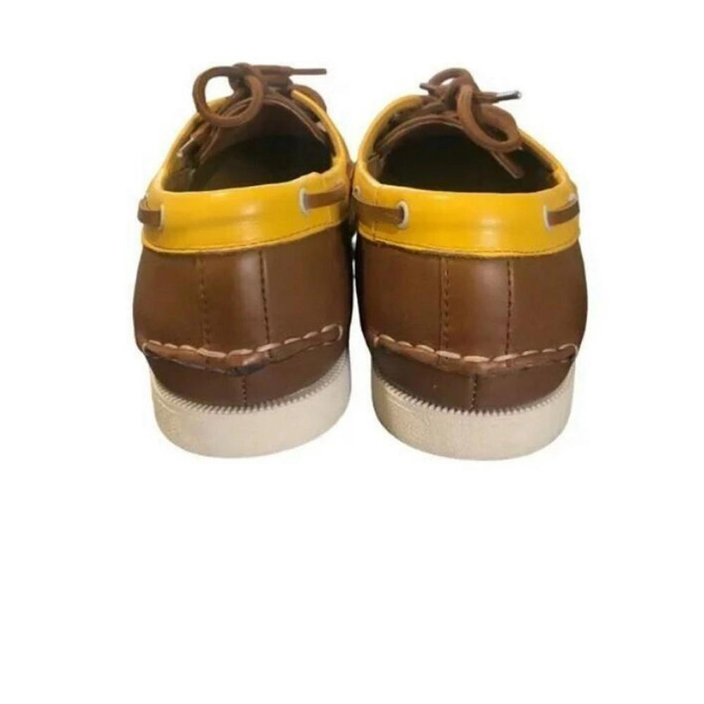 NIB Club Room Men's Elliot Boat Shoes - Yellow Plaid & Brown - Size 10.5 - Picture 8 of 9